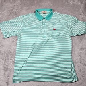 Perlis Cajun Clothing Co Polo Shirt Mens Medium Green Striped Crawfish Golf